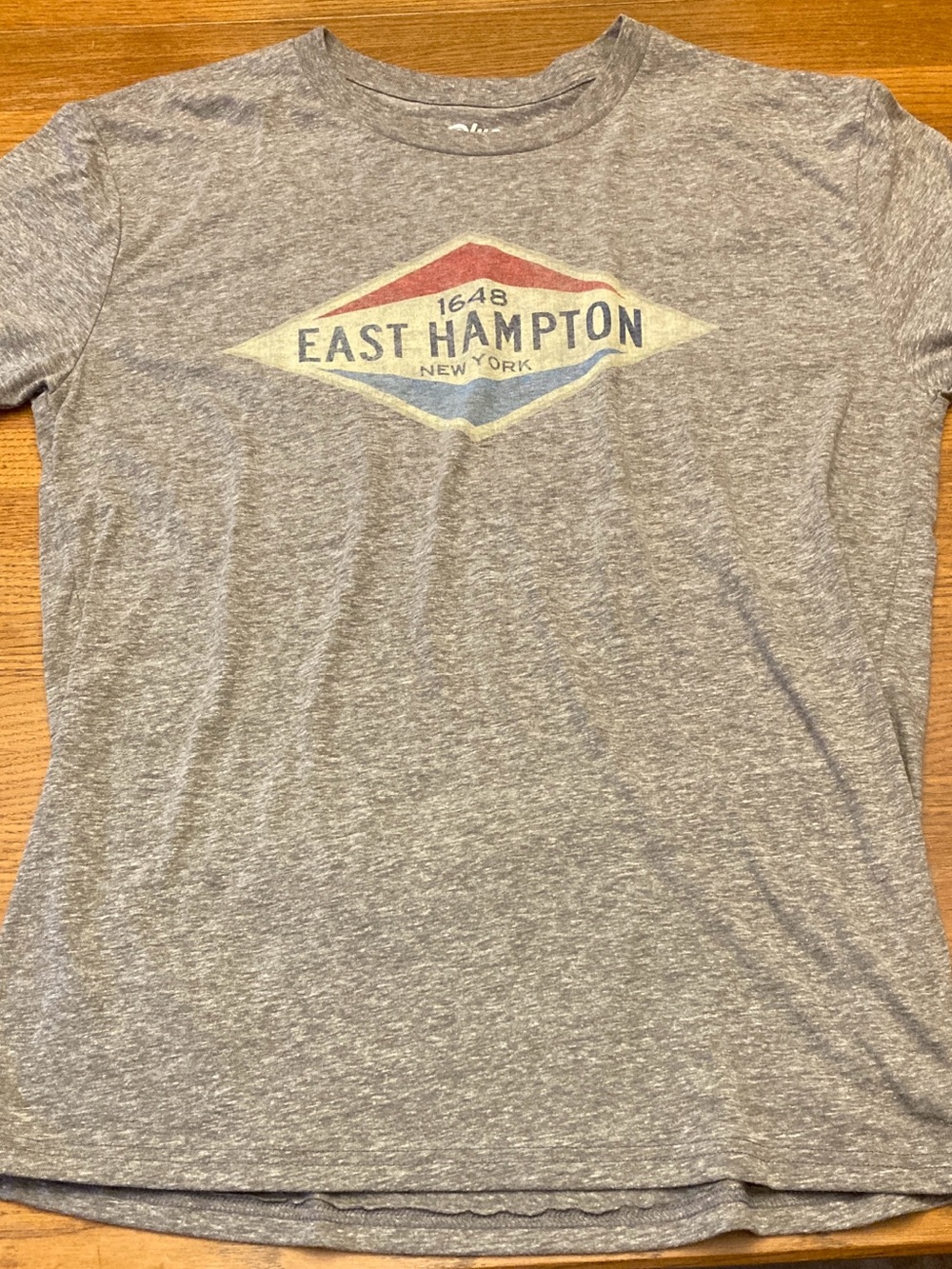 Blue 84 Gray East Hampton Graphic Tee with Red, Cream, and Blue Logo